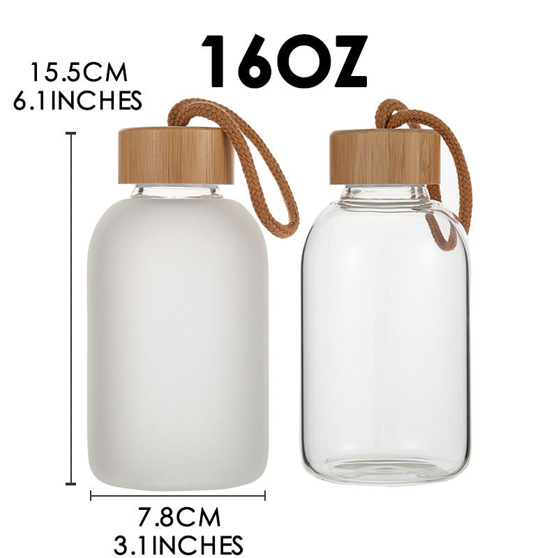 16oz Glass Water Bottle with Bamboo Lid | 50QTY | Reusable, Eco-Friendly
